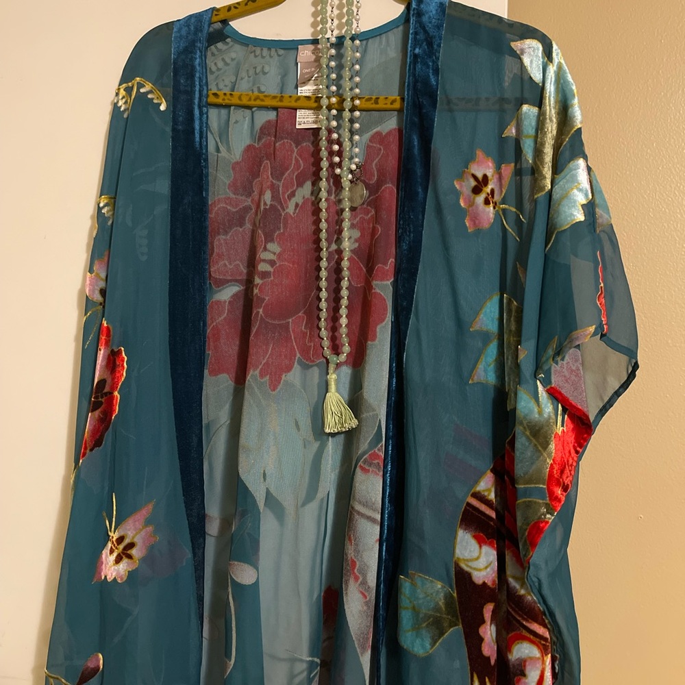 Chicos Velvet Burnout Kimono Boho